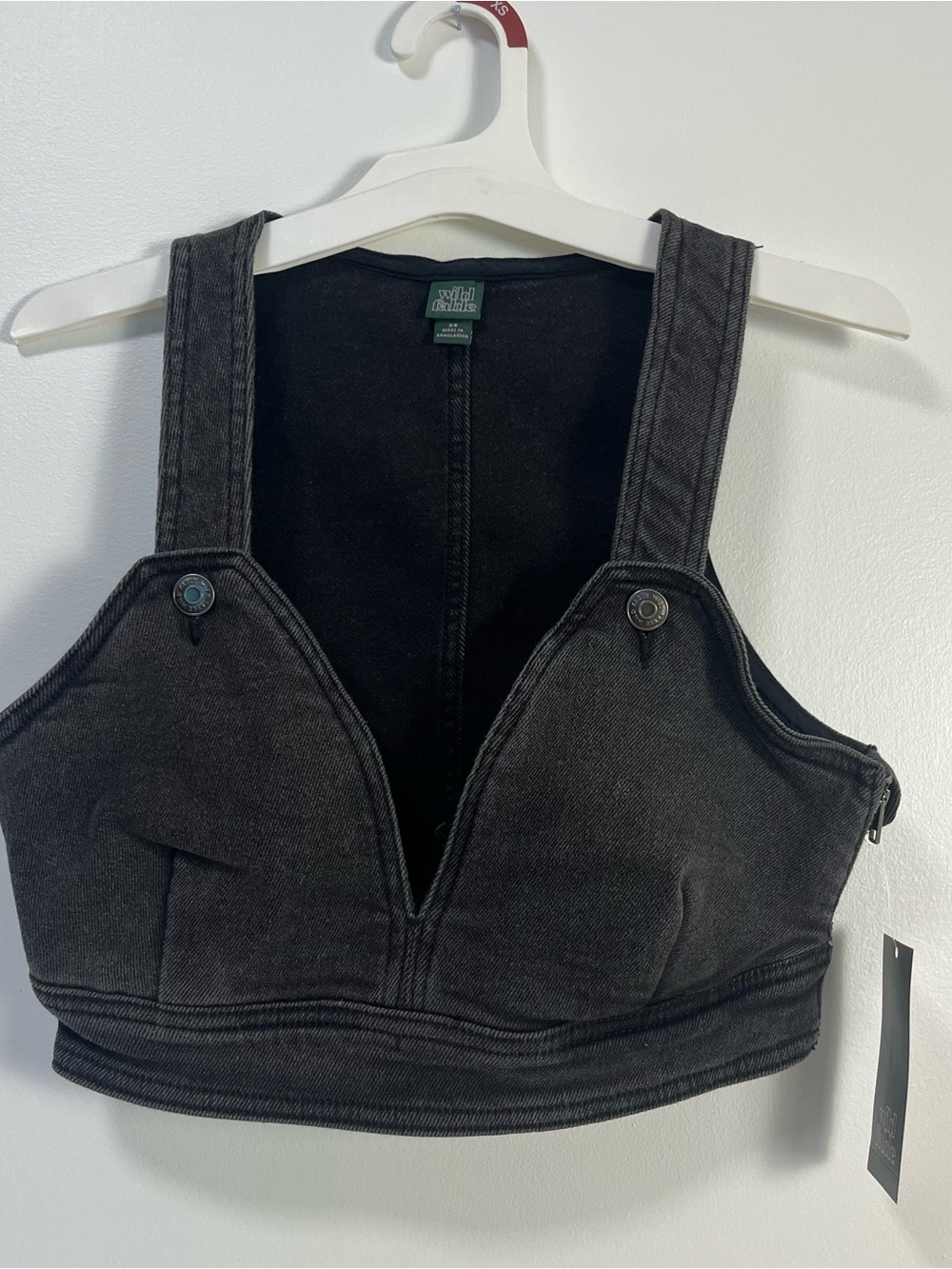 XS Black Denim Crop Tank Bustier Top, Wild Fable NWT ladies